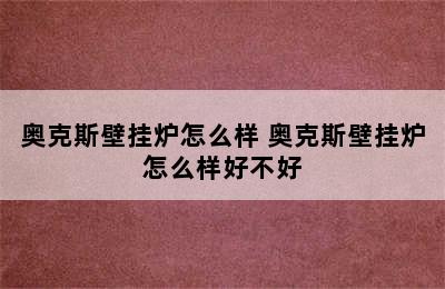 奥克斯壁挂炉怎么样 奥克斯壁挂炉怎么样好不好